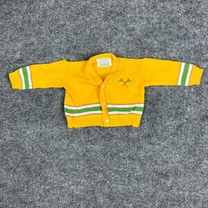 Soft Spun Cardigan Kids Size 12M Yellow Knit Sweater Vintage Button-Up Retro